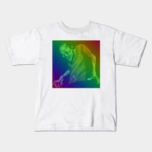 horror rainbow zombie in graveyard scary design Kids T-Shirt